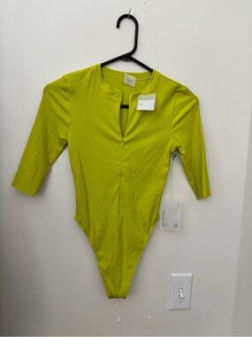 Lime green 1/4 zip body suit